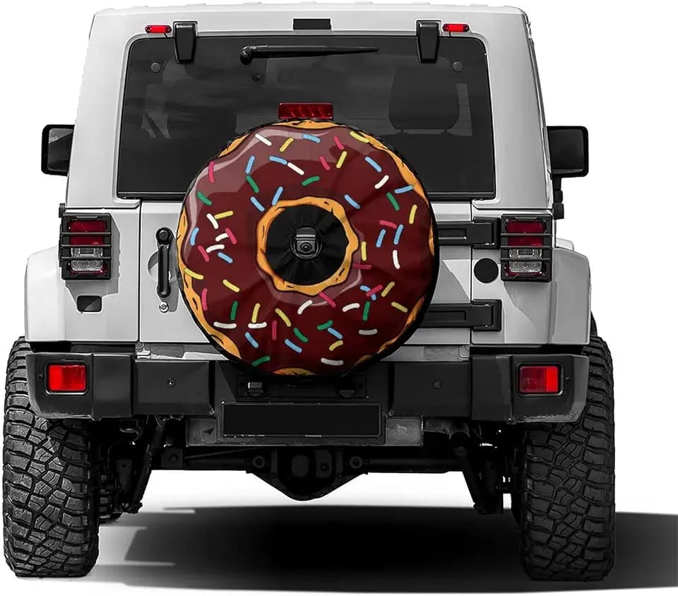 Donut Spare Tire Cover with Backup Camera Hole Wheel Tire Cover Fit Trailer, RV, SUV and Many Vehicle 17inch