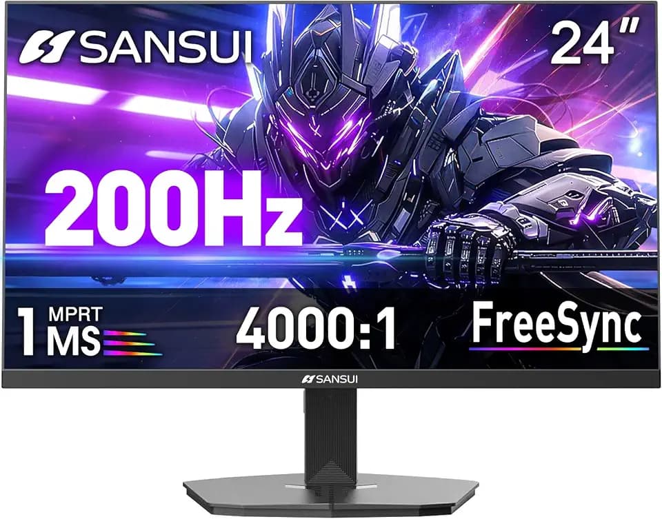 SANSUI 24" 1ms 200Hz Gaming Monitor, 24 Inch PC Monitor FHD 1080P, FreeSync