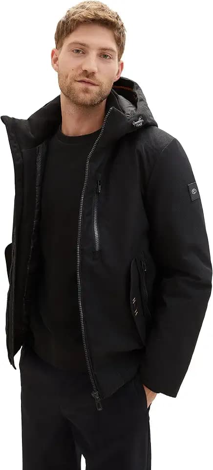 Tom Tailor Herren Blouson Winterjacke mit Abnehmbarer Kapuze 1037343