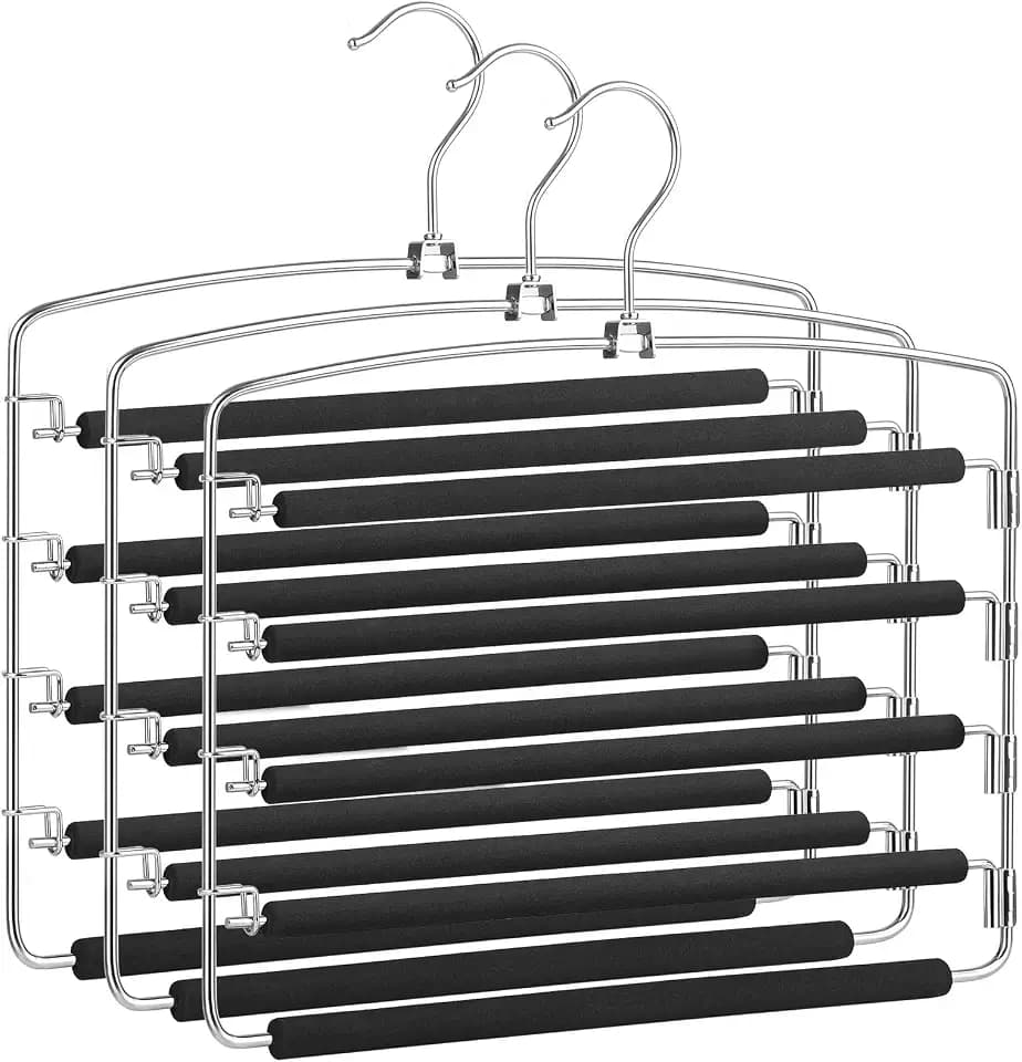 SONGMICS 3er Set Hosenbügel, platzsparend, für je 5 Jeans, aus Metall