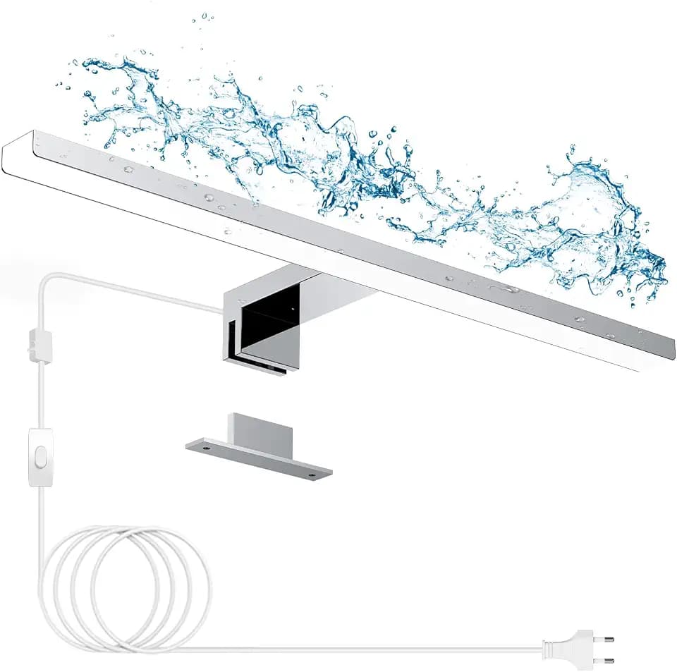 Hommie LED Spiegelleuchte Bad mit Schalter 40CM 10W 1184LM Neutralweiß 3500K Aluminiumlegierung Spiegellampe Badezimmer Lampe Schrankleuchte Schminklicht Spiegel Beleuchtung IP44 Wasserdicht