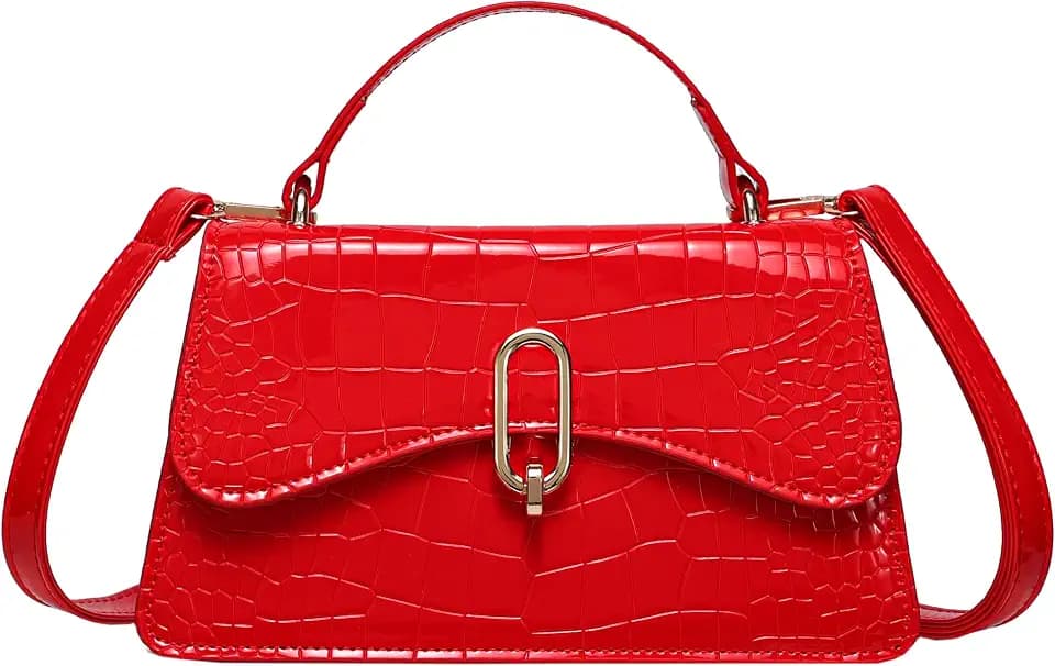 Small Cute Purse for Women, Mini Top Handle Satchel Handbag, Patent Leather Crossbody Shoulder Bag