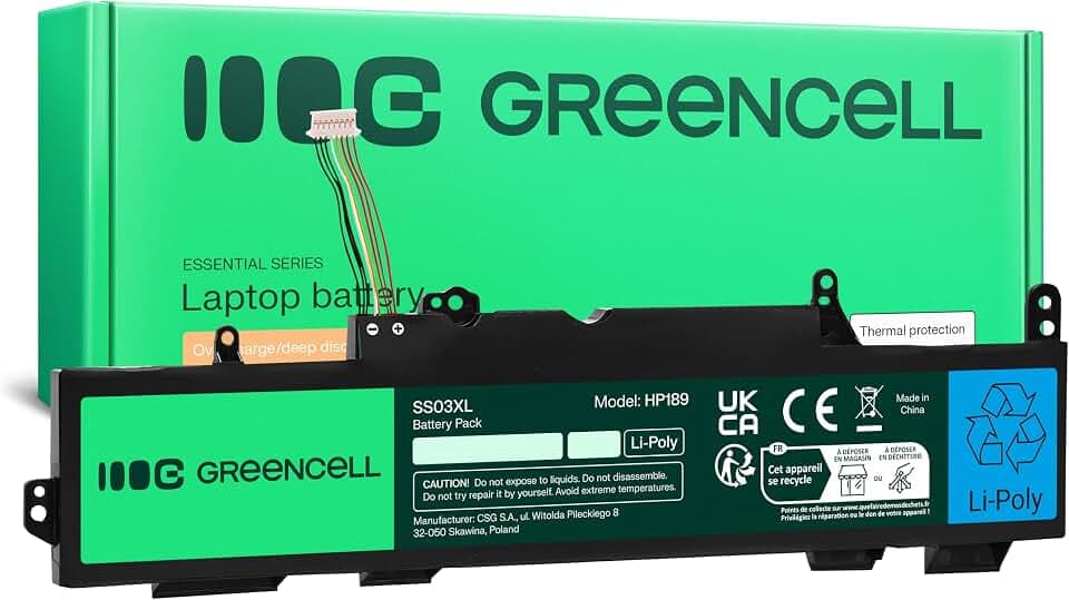 Green Cell Akku SS03XL HSTNN-DB8J für HP EliteBook 735 G5 G6 745 830 836 840 846 mt44 mt45 ZBook 14u Laptop (4100mAh 11.4V Schwarz)