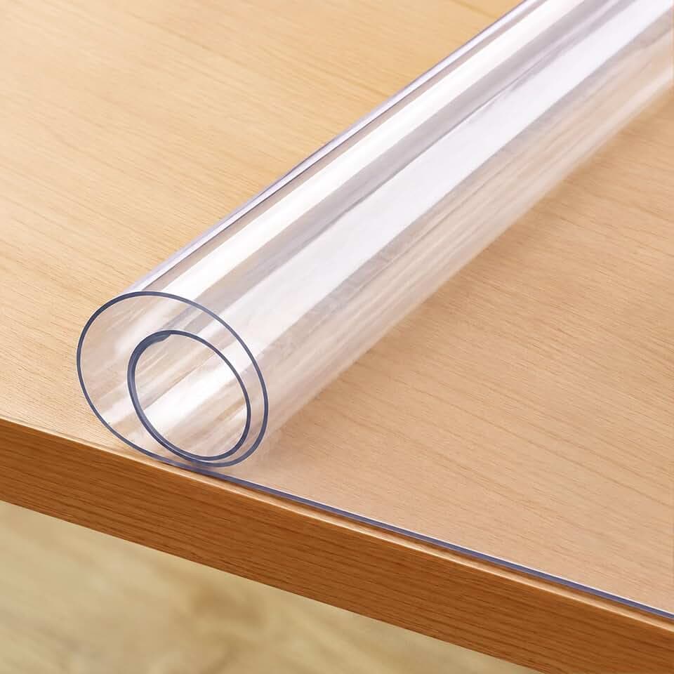 VEVOR Clear Table Cover Protector, 1.5mm Thick 36 x 72 in PVC Plastic Tablecloth, Waterproof & Oil Spill Proof, Customizable Rectangle Table Cover for Writing Desk, Coffee Table, Dining Room Table