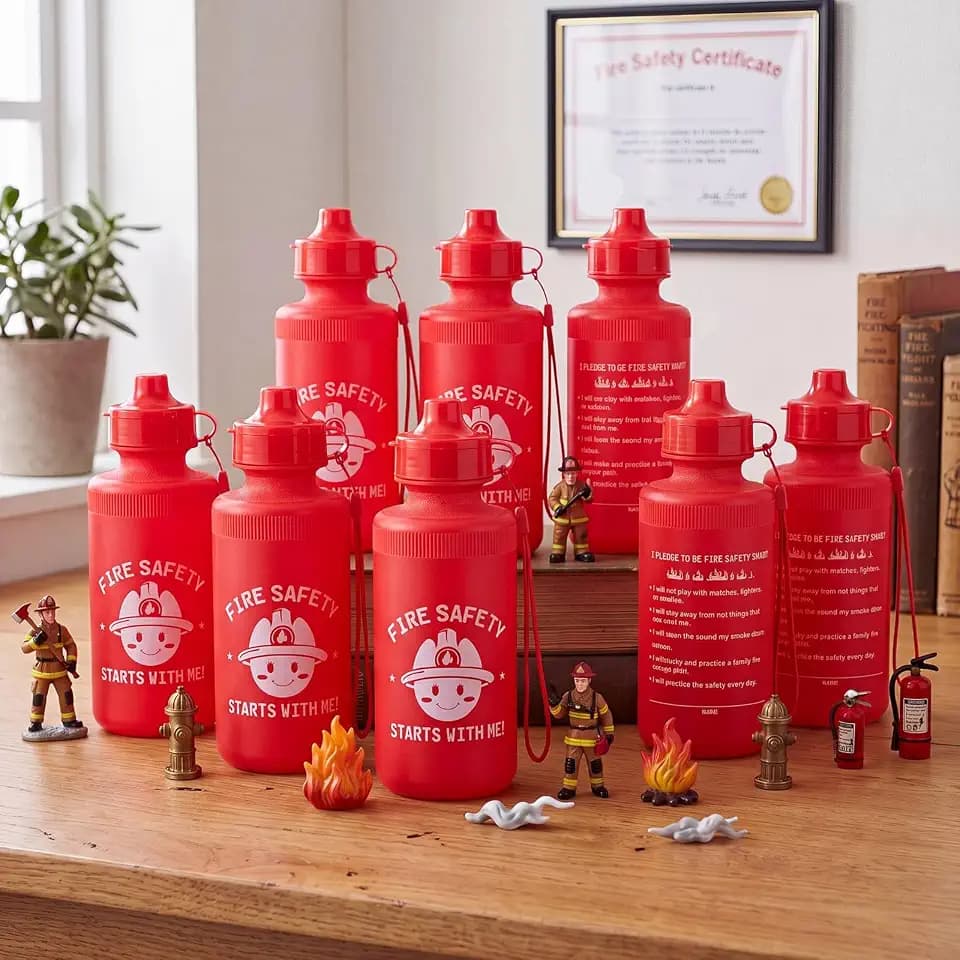 Bokon 18 Pcs 2026 Fire Prevention Week Party Favor, Water Bottles Bulk