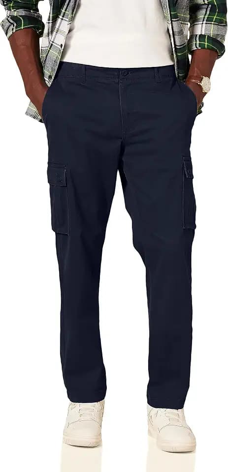 Amazon Essentials Men's Straight-Fit Breathable Stretch Cargo Pants (Available in Big & Tall), Navy, 52W x 34L