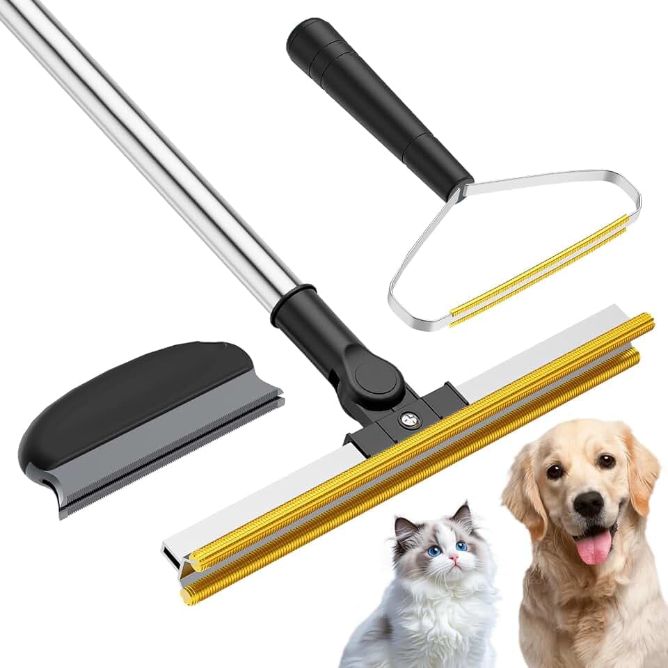 3 in 1 Carpet Rake for Pet Hair Removal, Tool Set of 3, Black