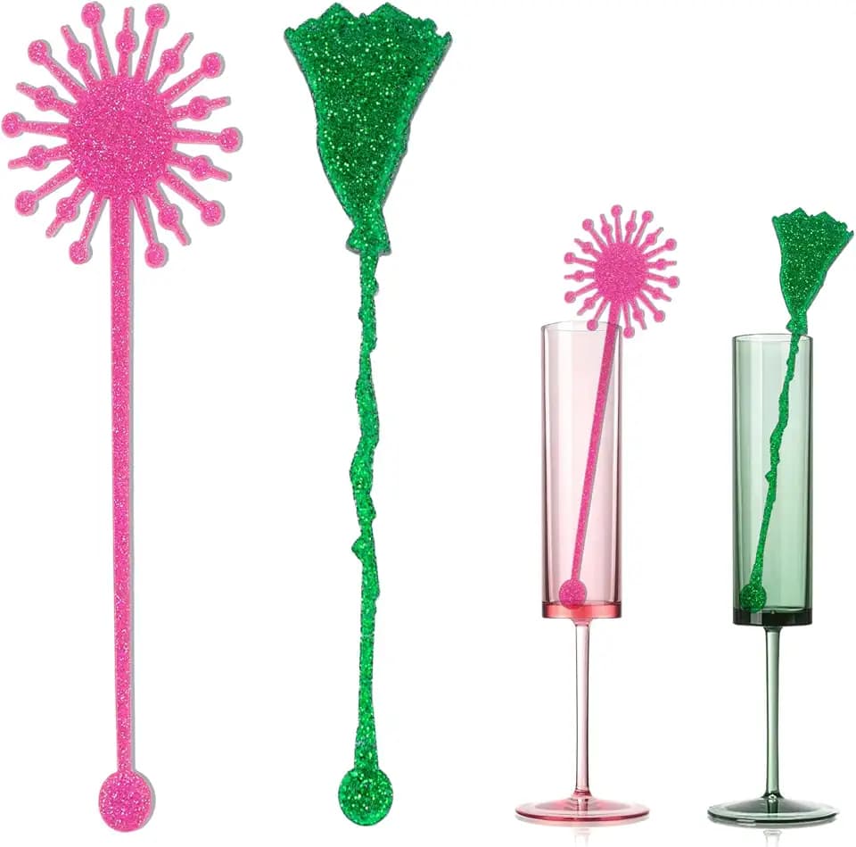 Pink and Green Party Drink Stirrers