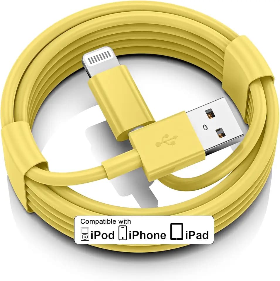 iPhone Car Charger Cord, USB to Lightning Cable for CarPlay, 3FT Yellow