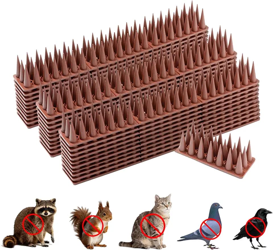 Bird Spikes, 40 Pack Pigeon Cat Squirrel Raccoon Animal Deterrent Spikes Anti-Climb for Outside Anti-Animal Defender Spikes to Keep Birds Away, Brown