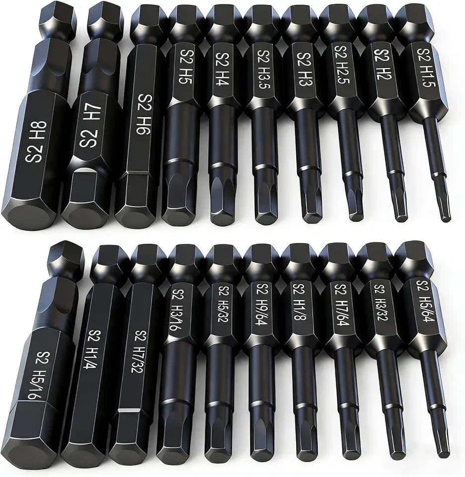 Hex Head Allen Wrench Drill Bit Set (10pc Metric & 10pc SAE), PTSLKHN Allen Wrench Drill Bits, Upgraded 1/4" Quick Release Shank Magnetic Hex Bit Set - Perfect for Ikea Type Furniture