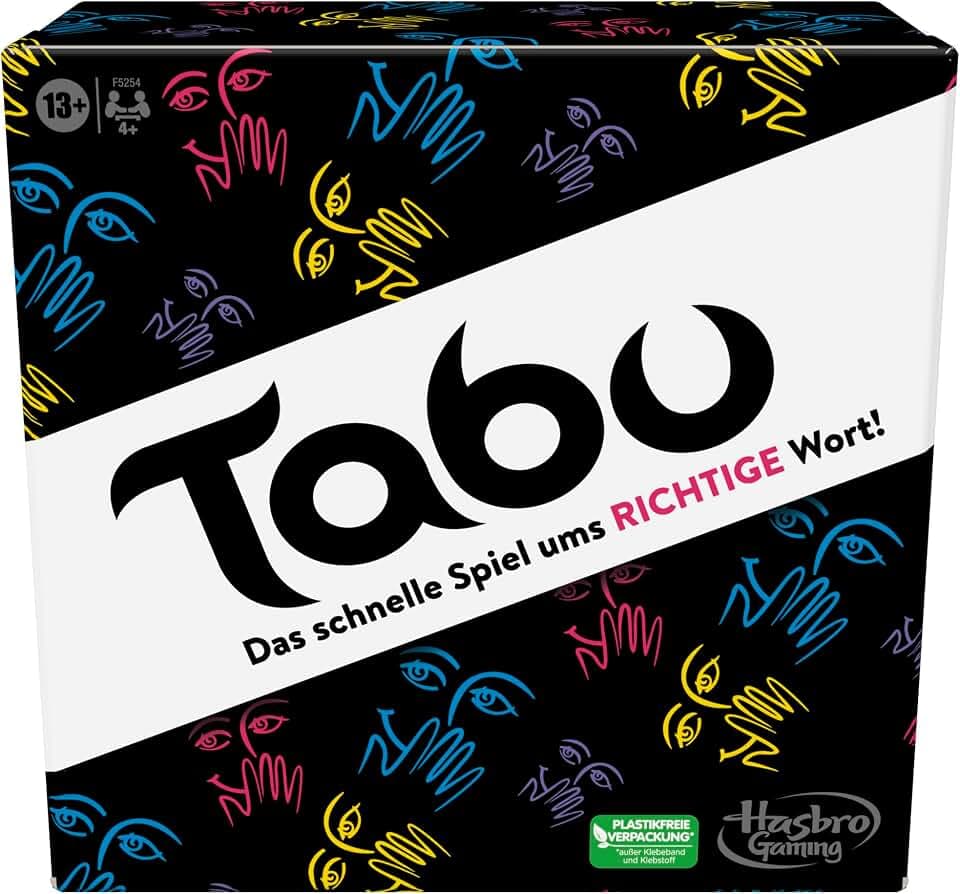 Hasbro Klassisches Tabu Spiel, Partyspiel, Wörterspiel für Erwachsene und Teenager, Ratespiel für 4 und mehr Spieler, ab 13 Jahren, Deutsche Version
