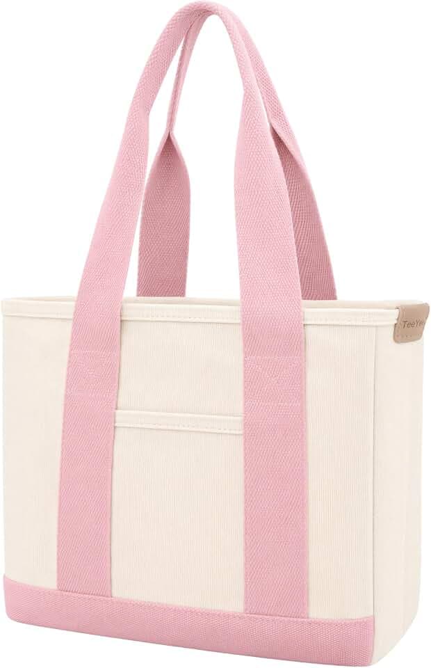 TeeYee 16oz Canvas Tote Bag Casual Multi Pocket Work Bag for Women