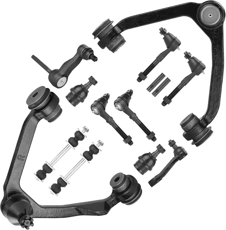 4WD Front Upper Control Arm w/Ball Joint for Ford F150 97-03, F250 97-99, Expedition 97-02, Lincoln Navigator 98-02, Tie Rods + Sway Bar + Idler Arm, 14PCS Suspension Kit K8722T K8724T K8772 K8700