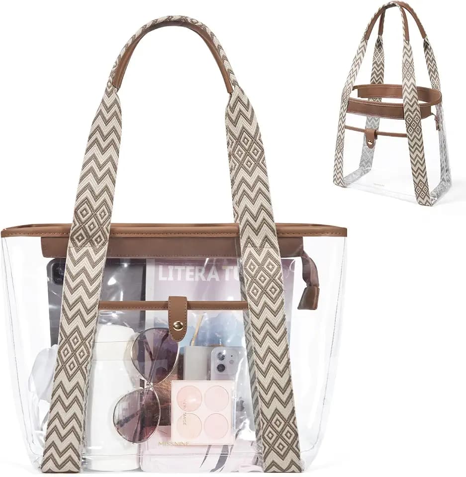 Missnine Clear Bag for Stadium Events, 12x6x12 Approved Tote Bag for Women