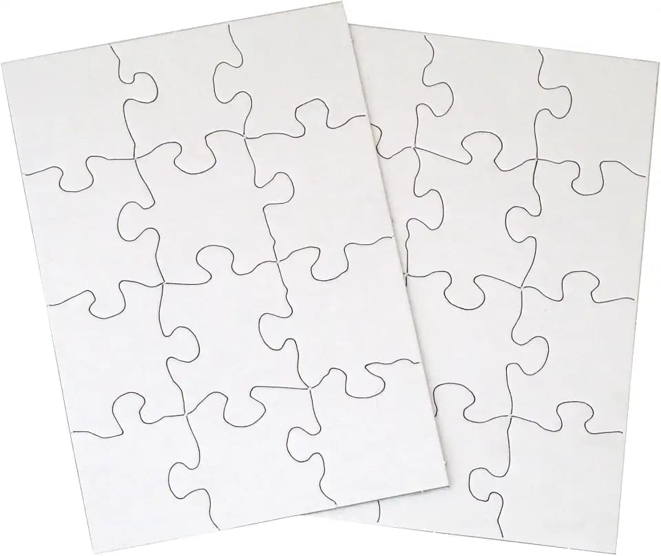 24 Blank Jigsaw Puzzles - 5.5 inch x 8 inch, 12 Pieces per Puzzle - Excellent for Kids Activities, Arts & Crafts, Invitations, Blank Puzzles to Draw On