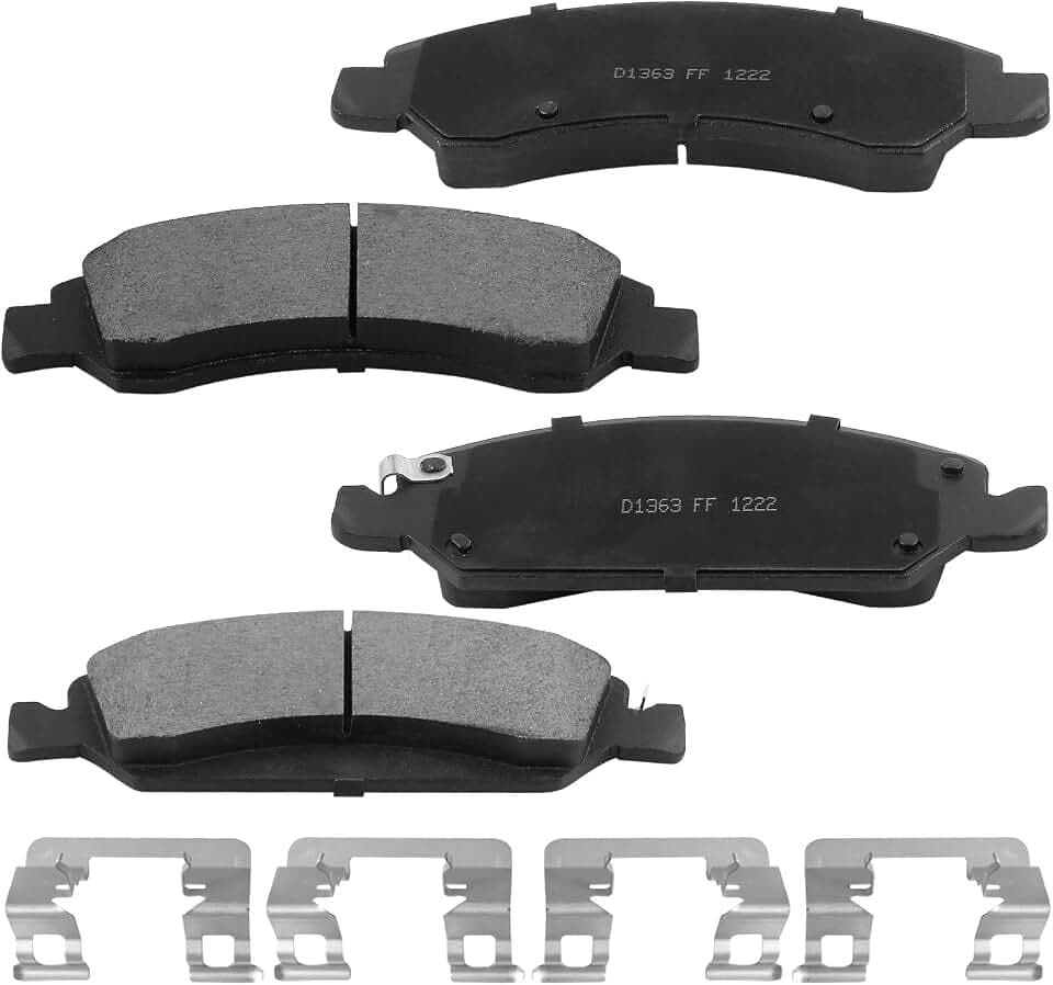 D1363 Front Ceramic Disc Brake Pads Set Fit for 2008-2014 Chevrolet Avalanche Silverado Suburban 1500/Tahoe Fit for 2008-2014 Cadillac Escalade ESV/EXT 2008-2014 GMC Yukon XL SIERRA 1500