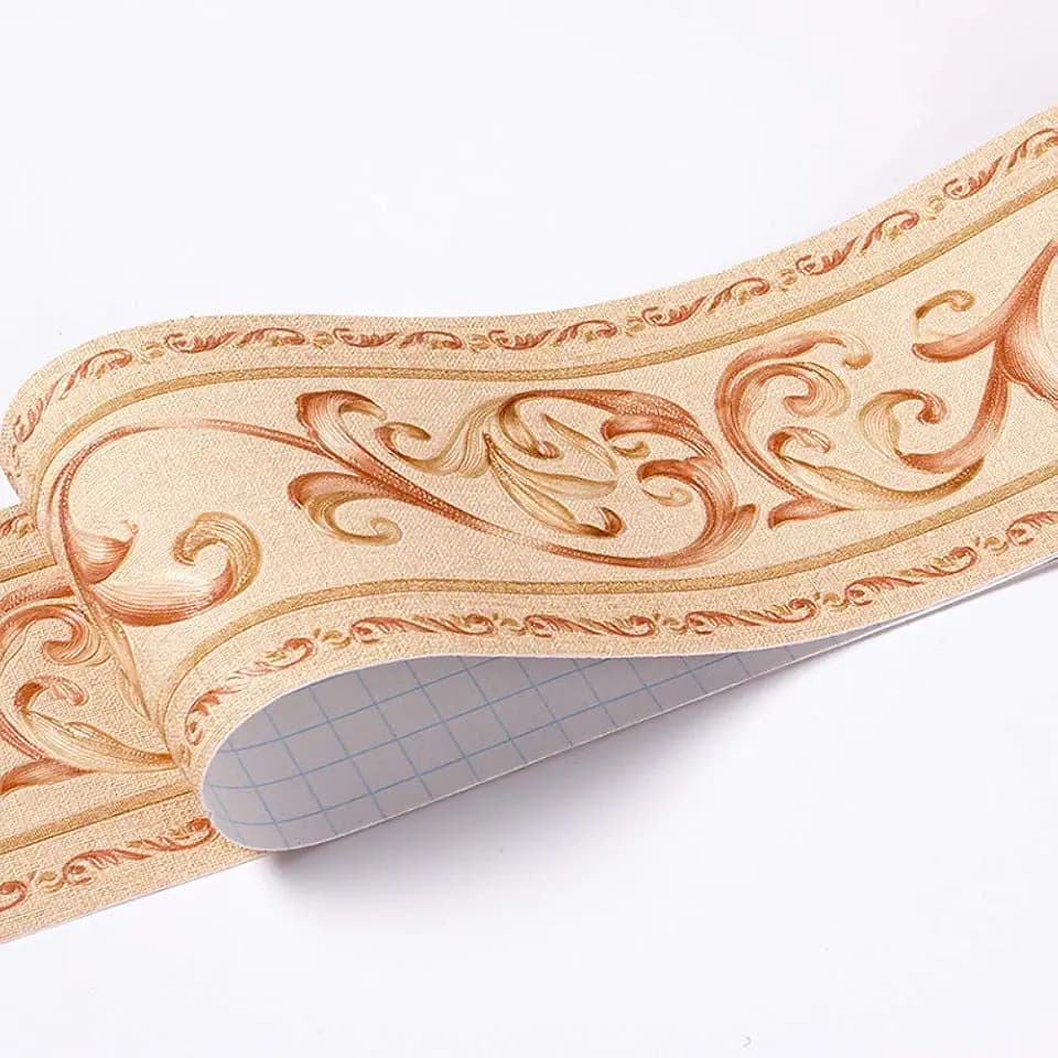 Wasserdichte Tapetenbordüre, 3D-Muster, Wand, abnehmbar, selbstklebend, für Küche und Badezimmer, 10,7 x 499,1 cm, Gelb