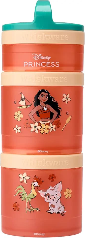 (Moana) DiSNEY PRINCESS Whiskware Stackable Snack Pack - 3 Jar + Handle - Blue/Orange/Pink