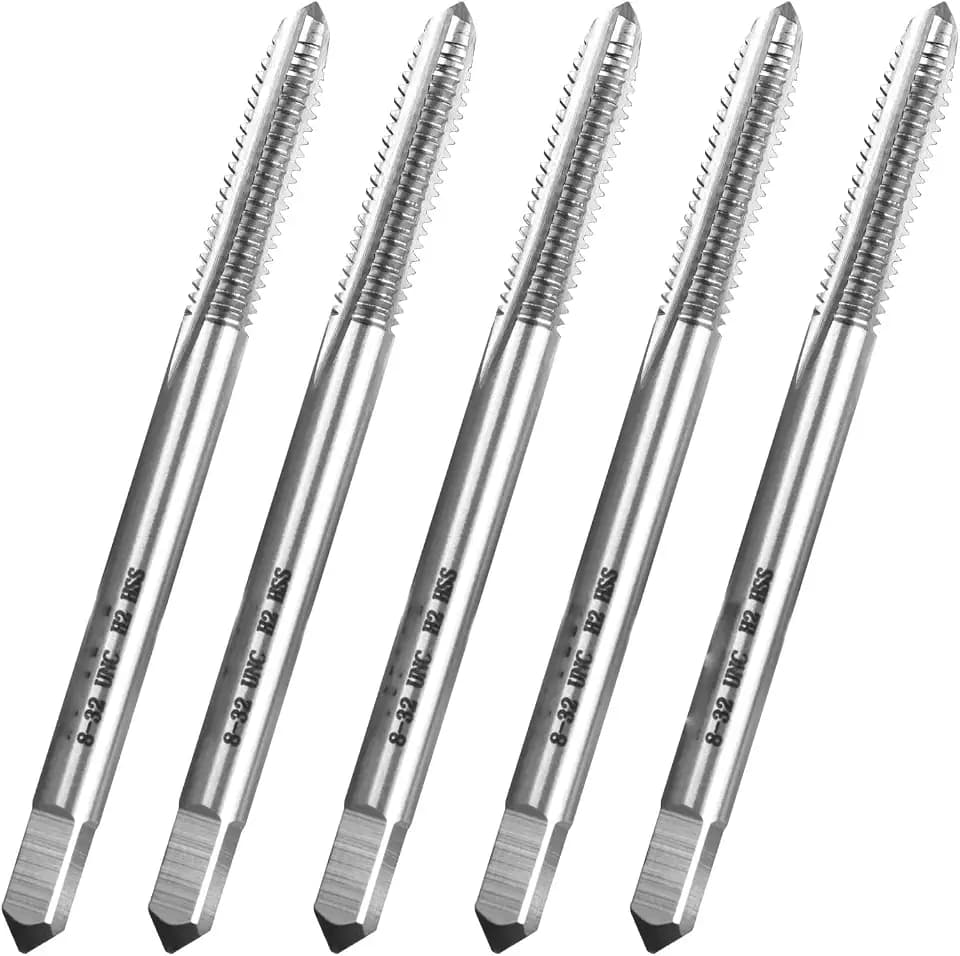 5pcs No 8-32 UNC Thread Tap Right Hand,M2 HSS 8 x 32 UNC Straight Fluted Machine Tap