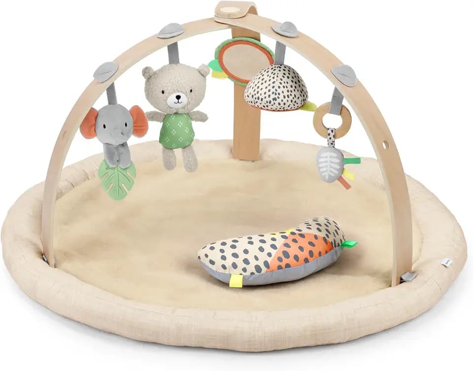 Ingenuity Every Season Plüsch Lammwolle Baby Spielzeug und Spielmatte, atmungsaktiv, Bauchlagematte, 0+ Monate - Natürlich