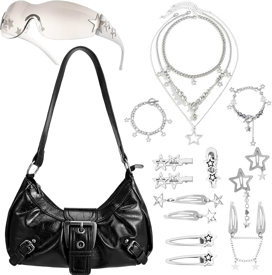 Y2k Purse Shoulder Bag Vintage Buckle Handbag Goth Punk Hobo Bags