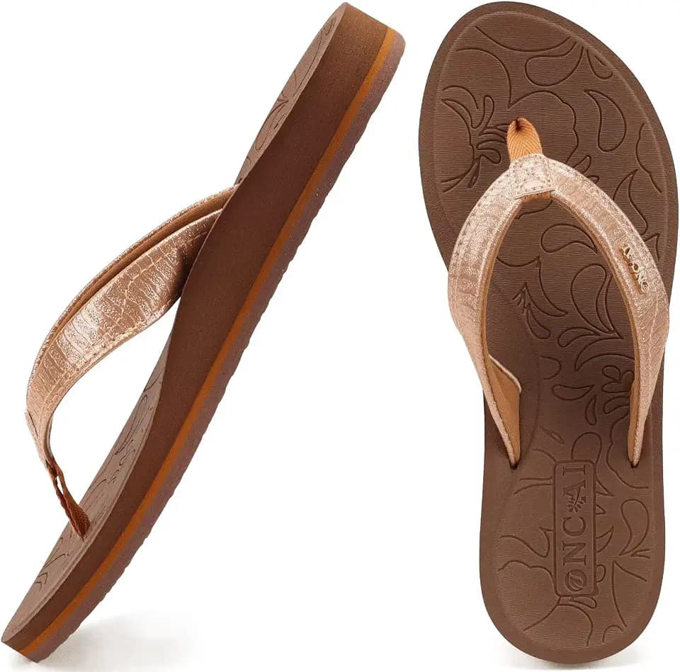 ONCAI Women's Flip Flops Comfortable Summer Beach Thong Sandals for Women with Cushion Walking Arch Support Yoga Mat Indoor Outdoor Soles
