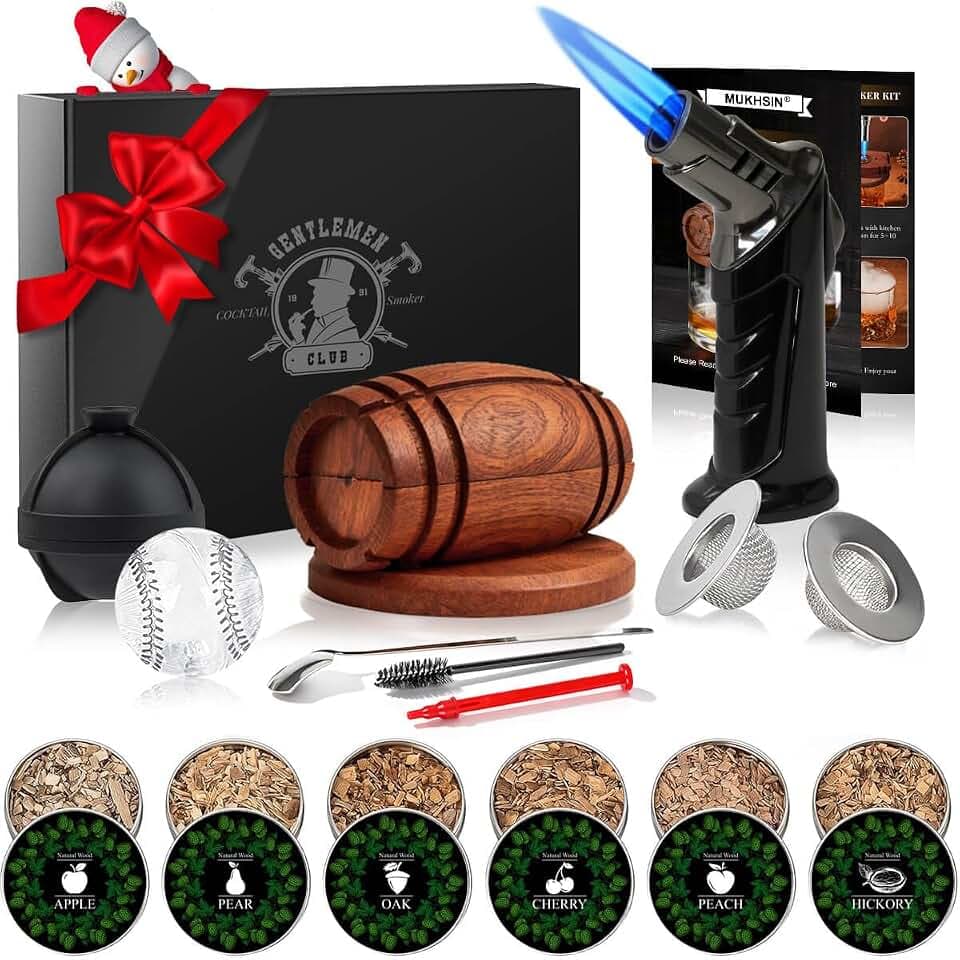 Whisky Smoker Set Cocktail Zubehör- Whiskey Geschenkset Personalisierte Geschenke für Männer Geburtstag Vater Papa Geburtstagsgeschenk Cocktail Whisky Räucher Set Gift