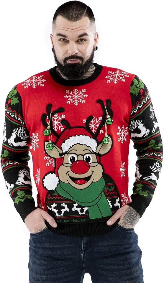 U LOOK UGLY TODAY Unisex Herren Weihnachtspullover Damen Hässliche Pulli Lustig Strickpullover Yafilthy Animal Ugly Christmas Sweater Funny Knitted Christmas Jumper