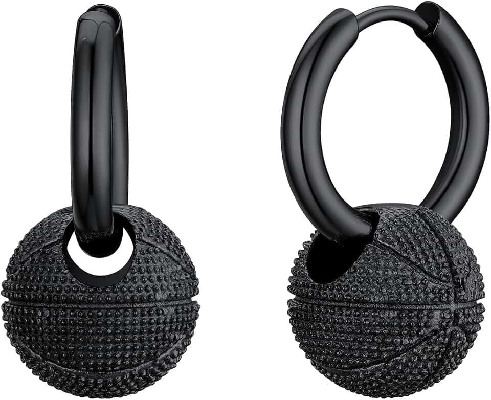 FindChic Ohrringe Creolen für Herren Damen mit Fußball Basketball Volleyball Rugby Ball Baseball Anhänger Kugel Schmuck
