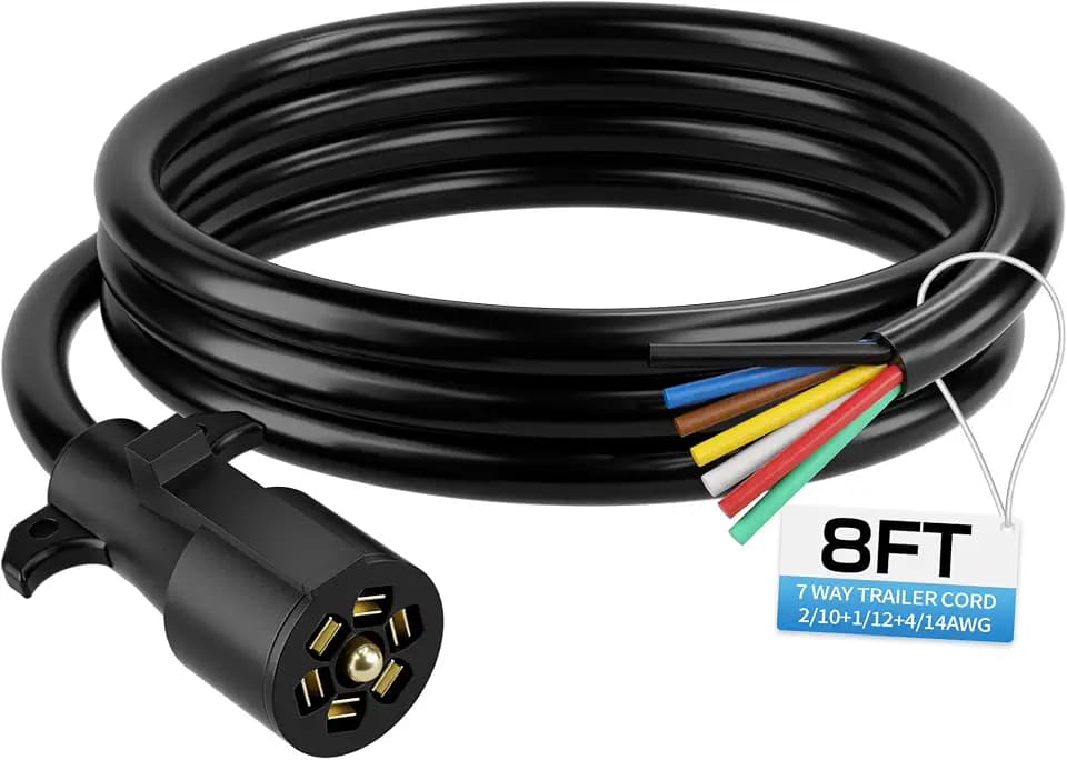 Deluwire 8FT 7 Pin Trailer Plug, Heavy Duty Trailer Wiring Harness