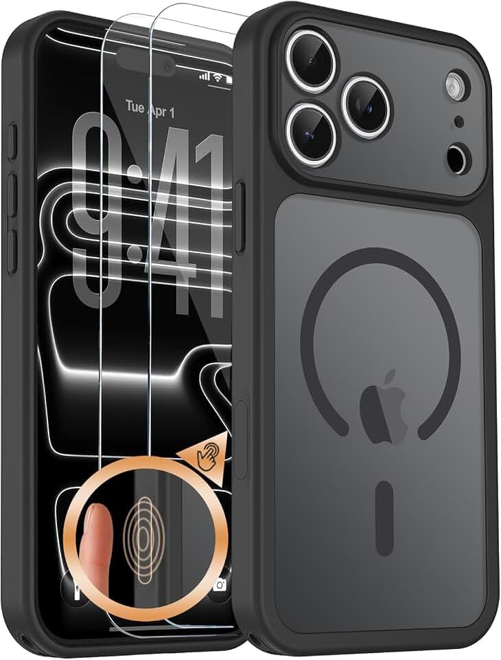 for iPhone 18 Pro Max/17 Pro Max Case with Screen Protectors Black