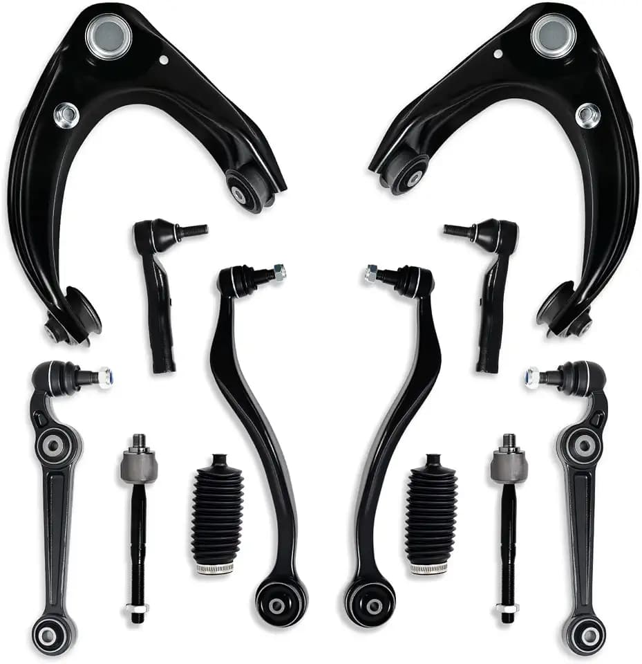 12Pcs Front Lower Upper Control Arm Tie Rod End for Ford 2010 2011 2012 Fusion, for Mercury 10 11 Milan, for Lincoln 11 12 MKZ K620149 K620635 K620636 K620492 K620493 ES800797 ES800798 EV800774