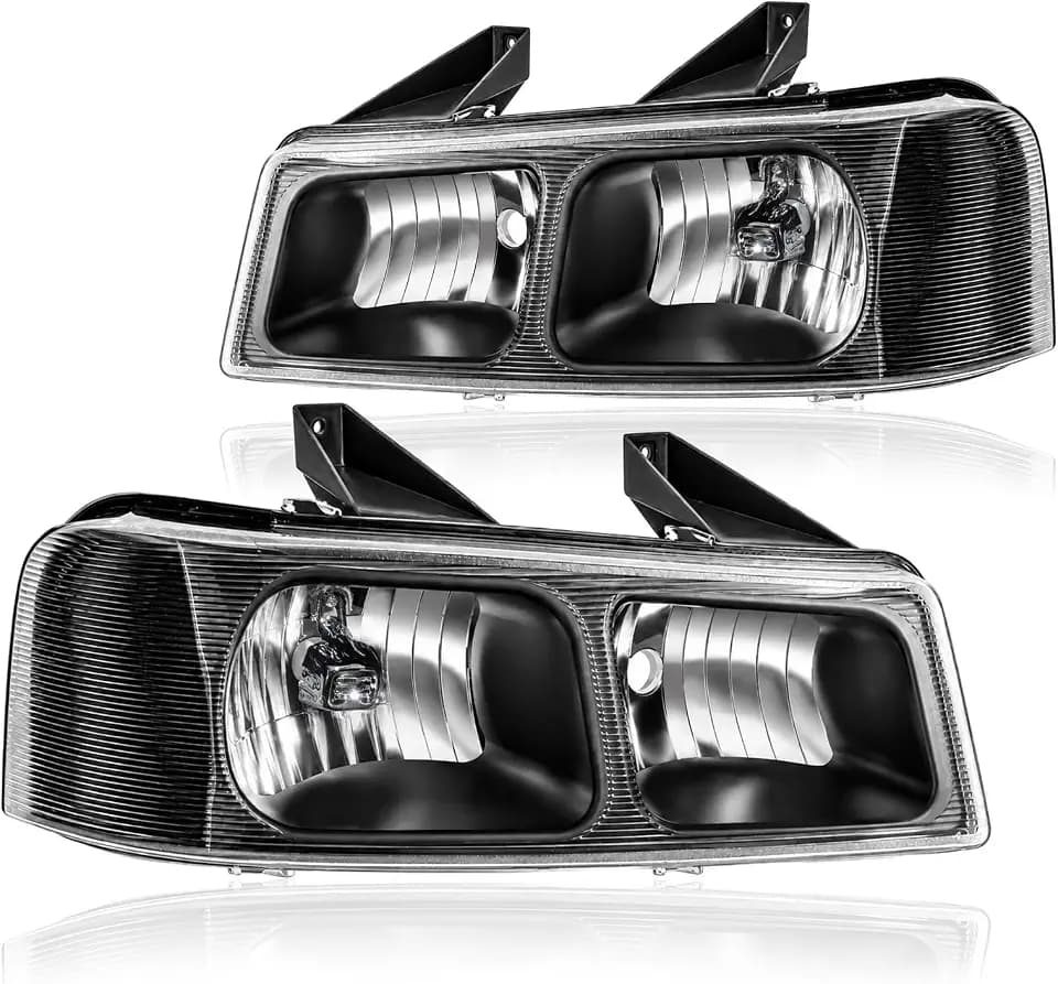 Pair Black Upper Headlights for 2003-2023 Chevy Express &GMC Savana