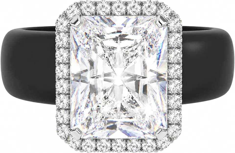 Rinfit Silicone Ring with CZ Stone, Halo Emerald Cut