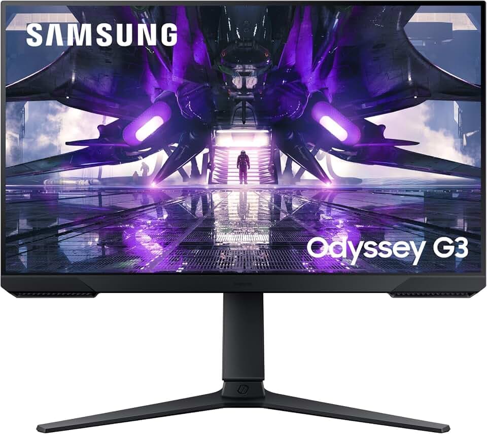 Samsung Odyssey Gaming Monitor G3A LS24AG304NR, 24 Zoll, VA-Panel, Full HD-Auflösung, AMD FreeSync Premium, Reaktionszeit 1 ms (MPRT), Bildwiederholrate 144 Hz, Schwarz