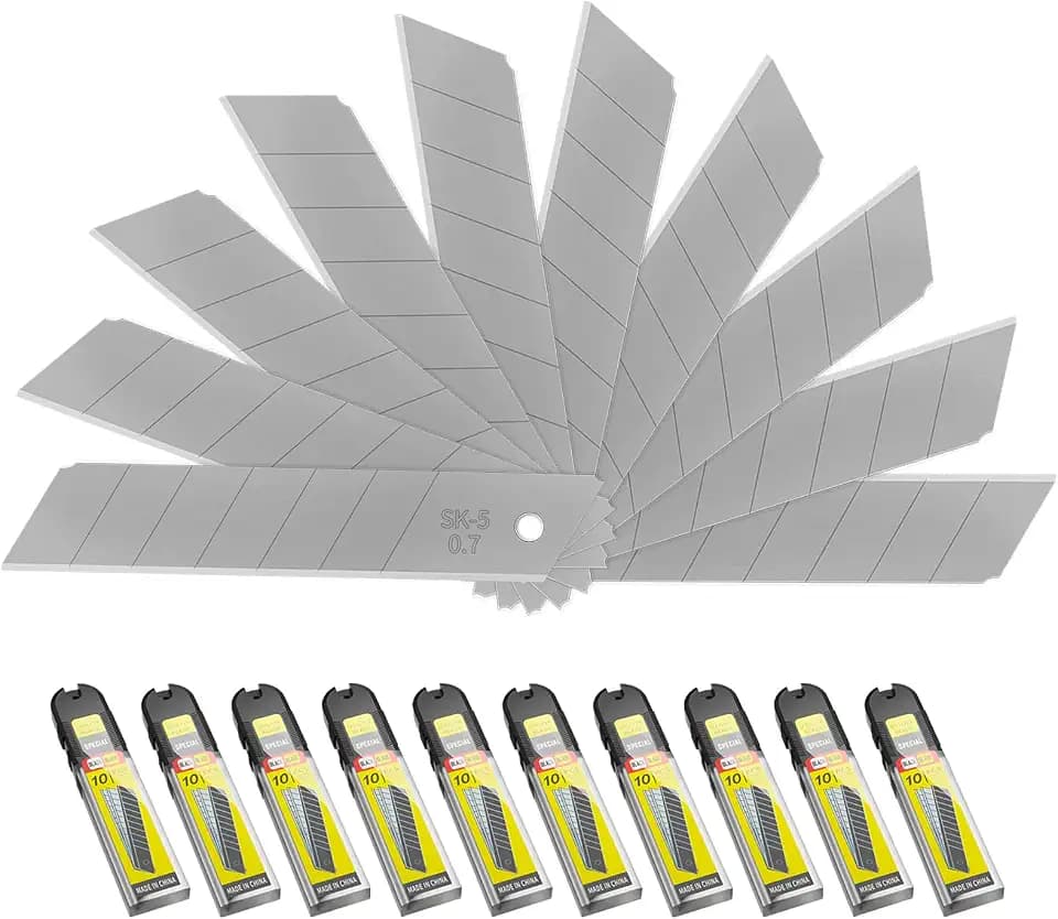 100-Pack 25MM Utility Knife Blades, Snap off Knife Blades for Retractable Box Cutters and Knife, SK5 Blades in Bulk Pack. 10pc ×10