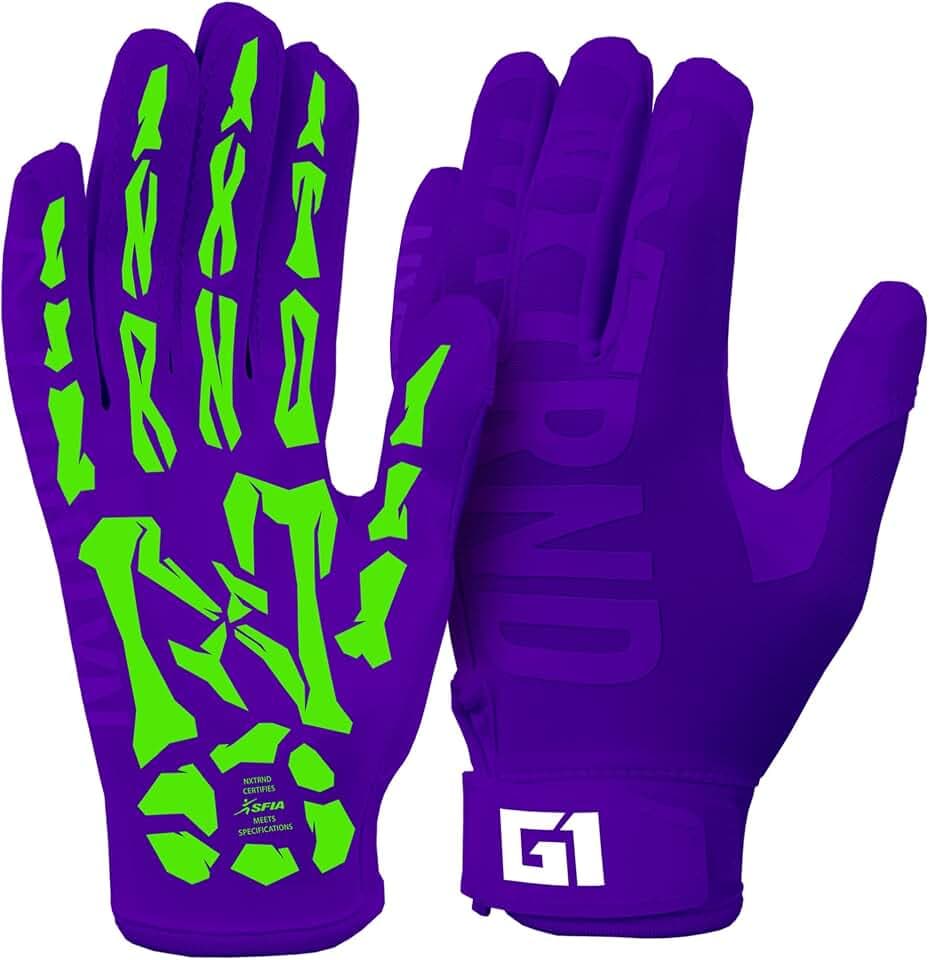 Nxtrnd Skeleton G1 Youth Football Gloves, Kids Sticky Receiver Gloves