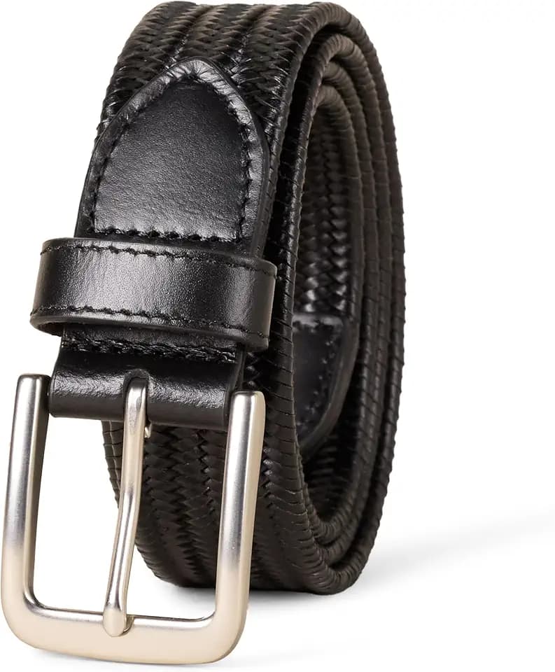 Amazon Essentials Men's Tubular Stretch Weave Leather Belt