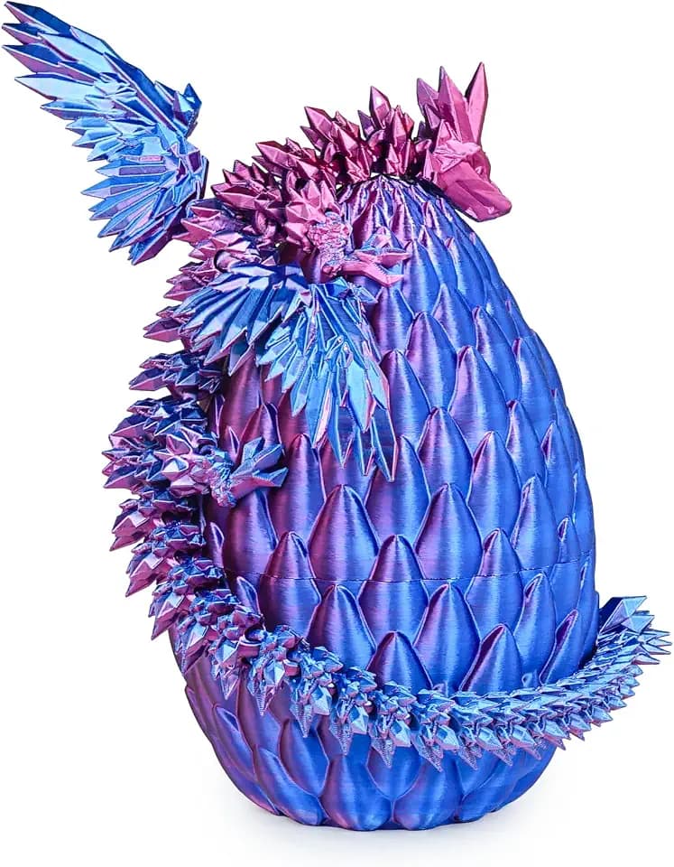 3D Printed Dragon Egg with Wings,Articulated Fidget Toy for Kids-6.7in