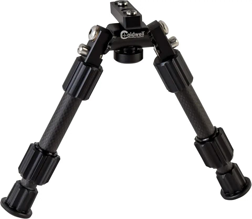 Caldwell Accumax Carbon Fiber M-Lok KeyMod Bipod with Twist Lock Quick-Deployment Legs for Mounting on Long Gun Rifle for Tactical Shooting Range and Sport