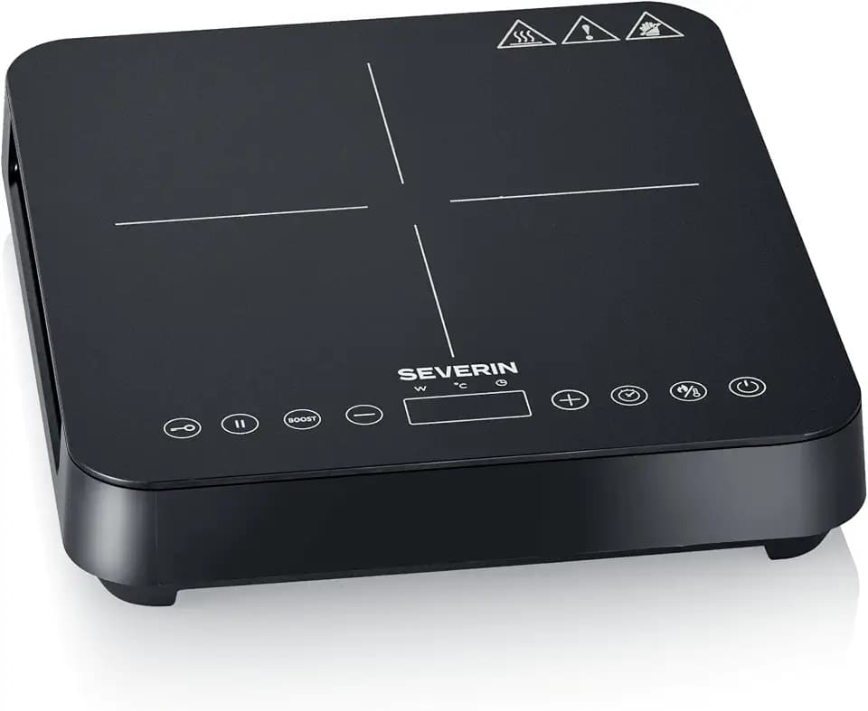 SEVERIN Induktionskochfeld, 1 Platte, 10 Leistungsstufen, Temperaturbereich 60-240°C, Touch-Display, Ø 22cm, matte Kochplatte, mit Glaskeramik-Kochfeld, Topferkennung, schwarz, 2.000 W, KP 1026