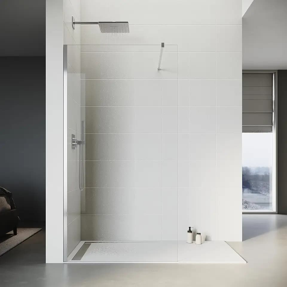 SONNI Walk-In Dusche 100x200cm, Duschtrennwand, Duschwand, Rahmenlos,Silber