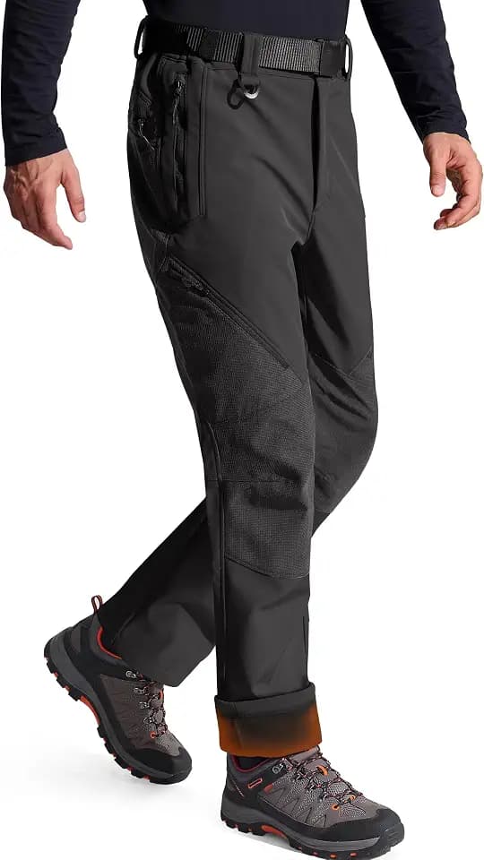 FREE SOLDIER Men's Fleece Lined Pants Softshell Snow Ski Pants