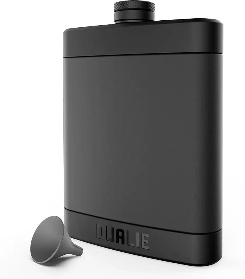 DUALIE Waypoint 8 oz Durable Stainless Steel Hip Flask for Liquor with Silicone Grip - Black Alcohol Flask Gift for Men and Women
