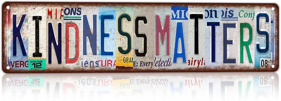 Vintage Kindness Matters Wall Decor Metal Sign