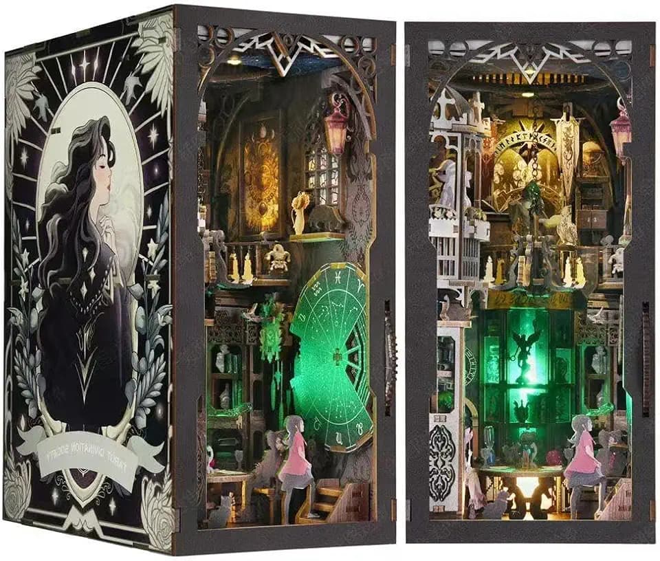 CRESYMME Book Nook Kit, DIY Miniatur Haus Puppenhaus Bausatz Bücherregal Deko für Jugendliche und Erwachsene (Orakel der Sterne)