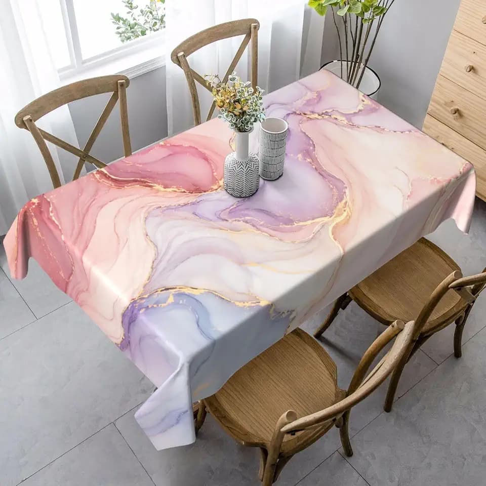 Marble Rectangle Tablecloth Washable Table Cloth 60x90 Inch Table Cover Waterproof for Decoration Kitchen Dining Room