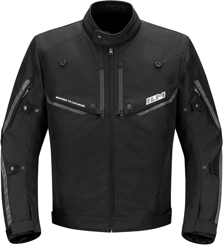 ILM Motorcycle Riding Jacket with CE Armor and Detachable Waterproof Thermal Liner Dual Sport All Season for Men Model JF2