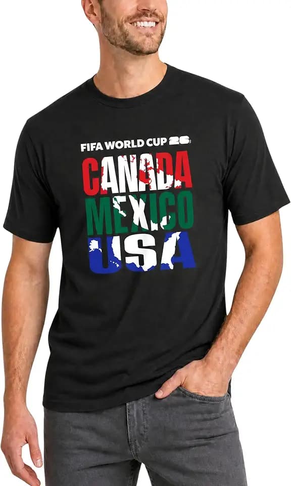 FIFA World Cup 2026 Men's Big and Tall Graphic T-Shirt, Tri-Country Host Design, 100% Cotton, Crewneck